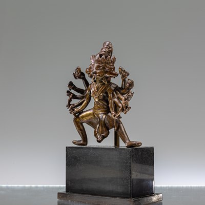 Lot 2 - STANDING PUNCHMUKHI BRONZE FIGURE NEPAL 15TH CENTURY