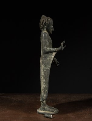 Lot 3 - STANDING PAGAN STYLE BRONZE BUDDHA BIRMA SOUTH-EAST ASIA 18TH CENTURY
