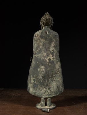 Lot 3 - STANDING PAGAN STYLE BRONZE BUDDHA BIRMA SOUTH-EAST ASIA 18TH CENTURY