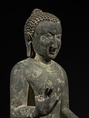 Lot 96 - STANDING PAGAN STYLE METAL BUDDHA BIRMA SOUTH-EAST ASIA , EARLY STYLE BUT LATER