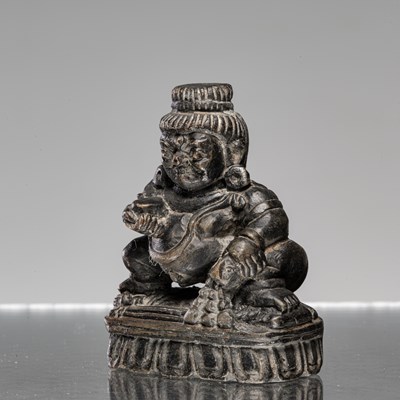 Lot 49 - JAMBHALA BLACK STONE NEPAL 19TH CENTURY