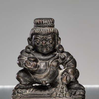 Lot 49 - JAMBHALA BLACK STONE NEPAL 19TH CENTURY