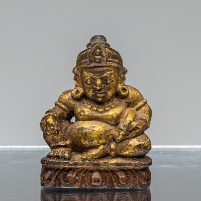 Lot 118 - JAMBHALA BLACK STONE PAINTED NEPAL 19TH CENTURY
