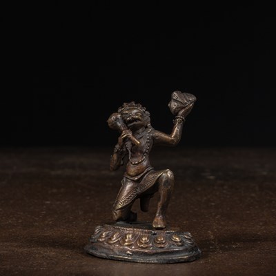 Lot 160 - STANDING HANUMAN BRONZE 1950's