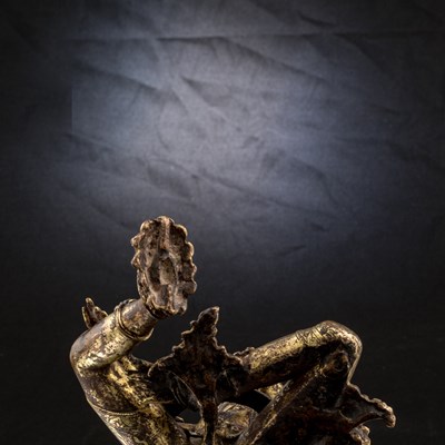 Lot 36 - BRONZE GILT PADMAPANI LOKESHVARA NEPAL 13TH CENTURY
