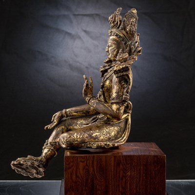 Lot 36 - BRONZE GILT PADMAPANI LOKESHVARA NEPAL 13TH CENTURY