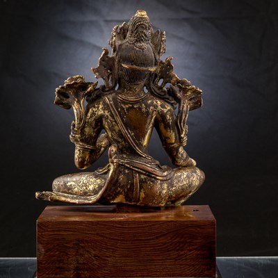 Lot 36 - BRONZE GILT PADMAPANI LOKESHVARA NEPAL 13TH CENTURY