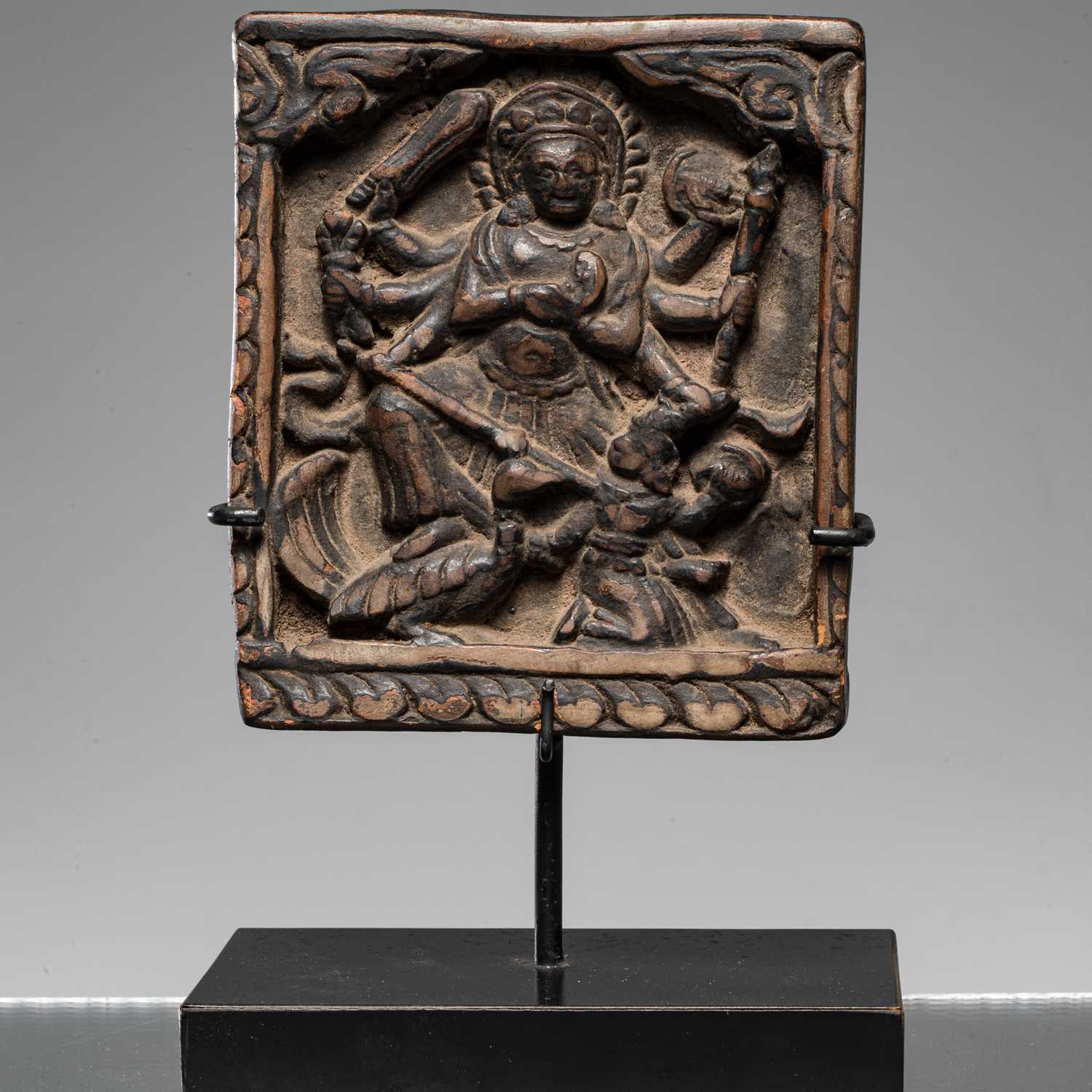 Lot 27 - A RARE TSA TSA DEPICTING GODDESS DURGA NEPAL 19TH CENTURY
