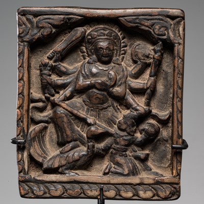 Lot 27 - A RARE TSA TSA DEPICTING GODDESS DURGA NEPAL 19TH CENTURY