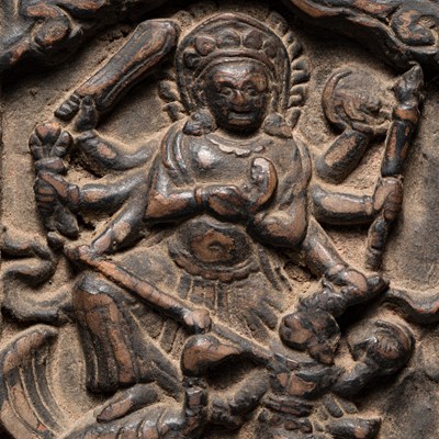 Lot 27 - A RARE TSA TSA DEPICTING GODDESS DURGA NEPAL 19TH CENTURY