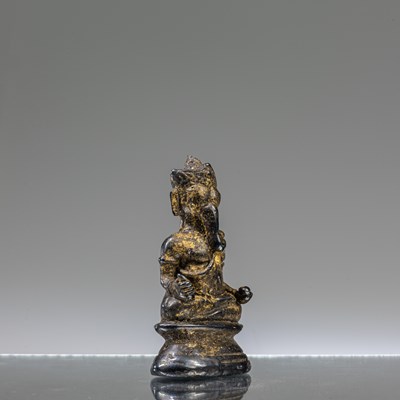 Lot 18 - SEATED SILVER GANESHA CAMBODIA 18TH CENTURY