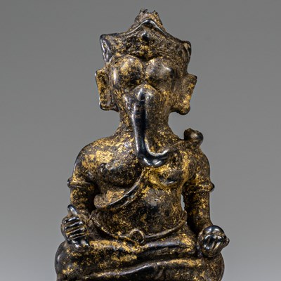 Lot 18 - SEATED SILVER GANESHA CAMBODIA 18TH CENTURY