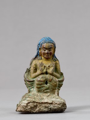 Lot 70 - PADAMPA SANGYE LAMA CLAY FIGURE TIBET 19TH CENTURY