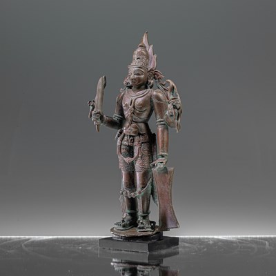 Lot 164 - STANDING SHIVA AS VIRABHADRA BRONZE 18TH CENTURY