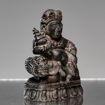 Lot 39 - WHITE JAMBHALA BLACK STONE NEPAL 19TH CENTURY