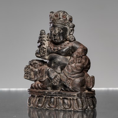Lot 39 - WHITE JAMBHALA BLACK STONE NEPAL 19TH CENTURY