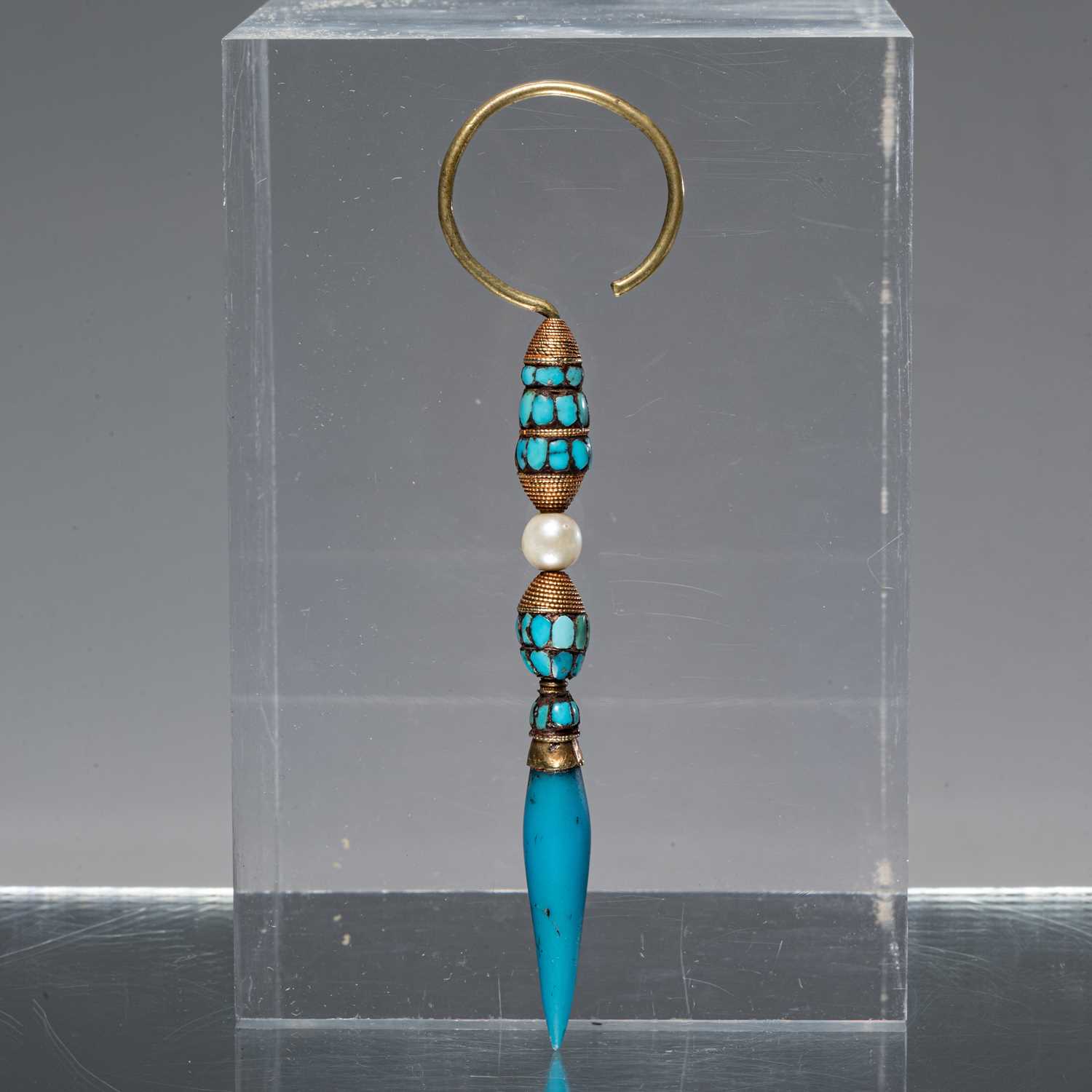 Lot 28 - (R) EAR JEWELLERY OF A DIGNITARY 19TH CENTURY TIBET