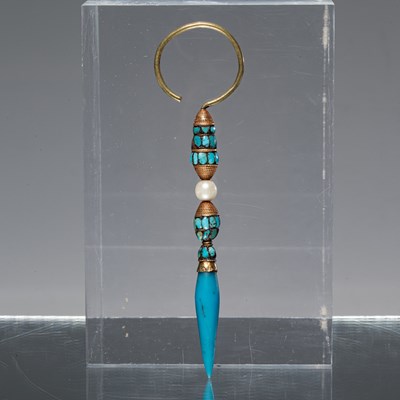 Lot 28 - (R) EAR JEWELLERY OF A DIGNITARY 19TH CENTURY TIBET