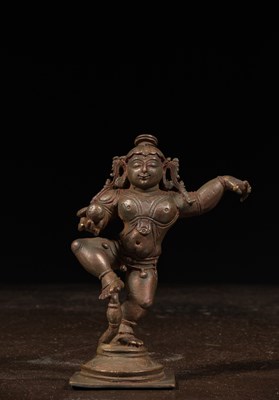 Lot 226 - DANCING BRONZE KRISHNA INDIA 19TH CENTURY
