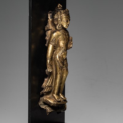 Lot 43 - STANDING COPPER REPOUSSE PADMAPANI NEPAL 15TH CENTURY