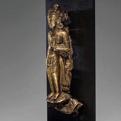 Lot 43 - STANDING COPPER REPOUSSE PADMAPANI NEPAL 15TH CENTURY