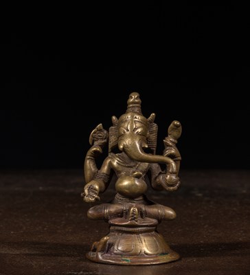 Lot 159 - SEATED GANESHA BRONZE INDIA 16TH CENTURY