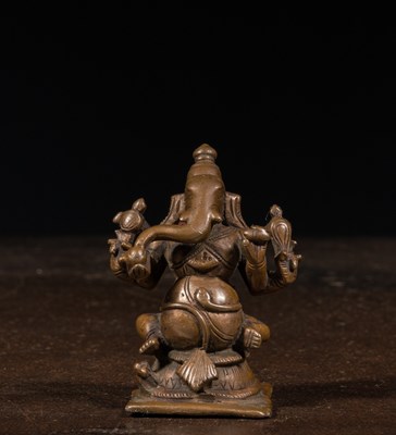 Lot 141 - SEATED GANESHA BRONZE INDIA 16TH CENTURY