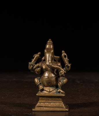 Lot 136 - SEATED GANESHA BRONZE INDIA 16TH CENTURY