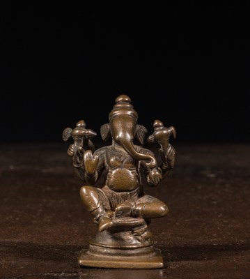 Lot 187 - SEATED GANESHA BRONZE INDIA 16TH CENTURY