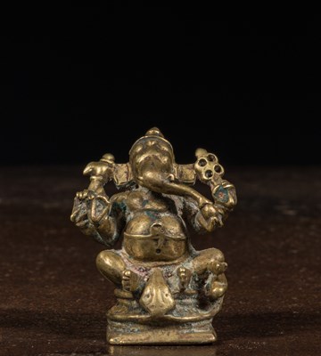 Lot 157 - SEATED GANESHA BRONZE INDIA 19TH CENTURY