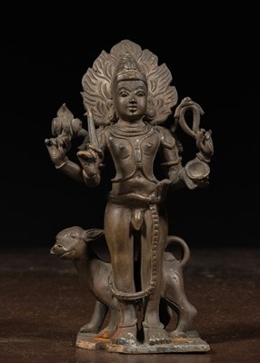 Lot 138 - STANDING BHAIRABA BRONZE INDIA 19TH CENTURY