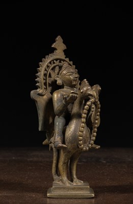 Lot 170 - SARASWATI ON A SWAN BRONZE INDIA 19TH CENTURY