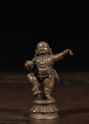 Lot 222 - DANCING KRISHNA BRONZE INDIA 18TH CENTURY
