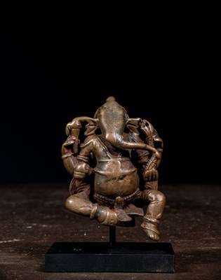 Lot 121 - SEATED GANESHA BRONZE INDIA 14TH CENTURY