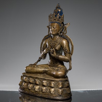 Lot 45 - BUDDHA VAIROCANA BRONZE TIBET 15TH CENTURY