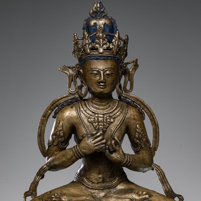 Lot 45 - BUDDHA VAIROCANA BRONZE TIBET 15TH CENTURY