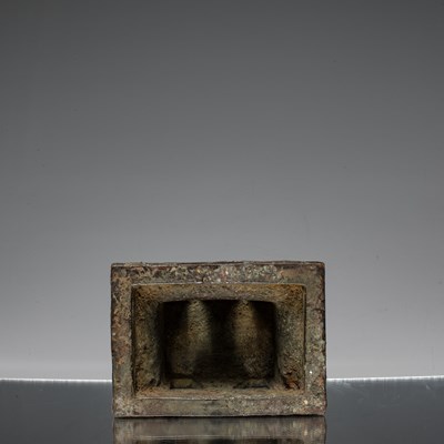 Lot 2 - SEATED BRONZE BUDDHA ON THRONE KASHMIR 12TH CENTURY