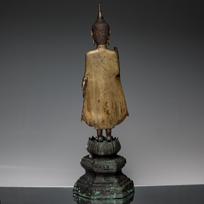Lot 69 - STANDING BRONZE BUDDHA THAILAND 16TH CENTURY
