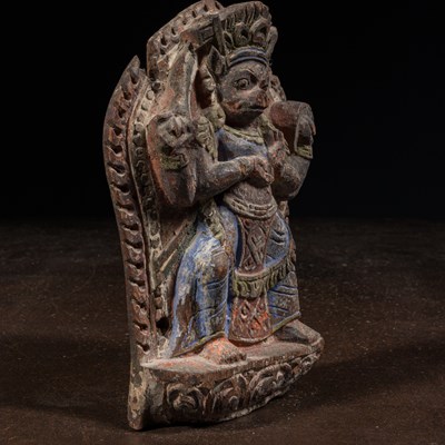 Lot 17 - RARE STANDING VARAHA WOOD COLOURED NEPAL 17TH CENTURY