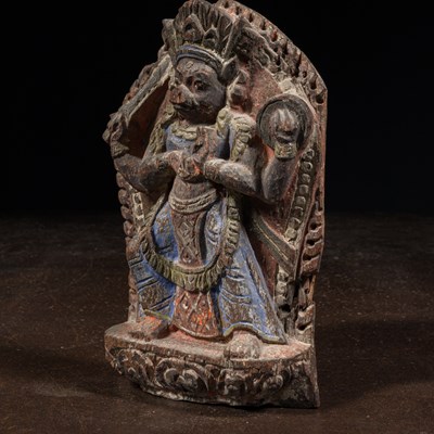Lot 17 - RARE STANDING VARAHA WOOD COLOURED NEPAL 17TH CENTURY