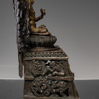 Lot 16 - MANJUSHRI BRONZE SHRINE NEPAL 18TH CENTURY