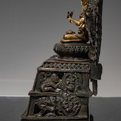 Lot 16 - MANJUSHRI BRONZE SHRINE NEPAL 18TH CENTURY