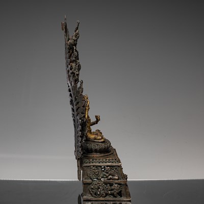 Lot 16 - MANJUSHRI BRONZE SHRINE NEPAL 18TH CENTURY