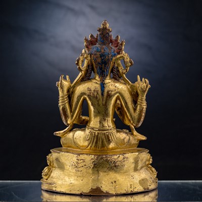Lot 52 - SEATED BRONZE GILT PRAJNAPARAMITA TIBET 15TH CENTURY