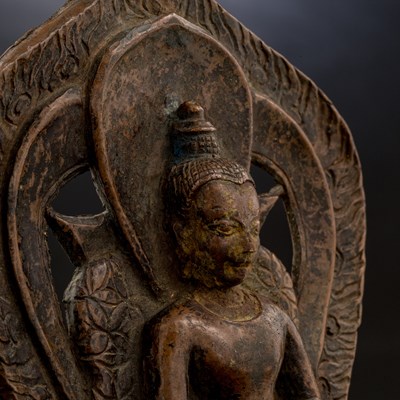 Lot 54 - SEATED BUDDHA AMITHABA 10TH TO 12TH CENTURY COPPER FROM NEPAL