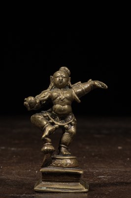 Lot 211 - DANCING BRONZE KRISHNA INDIA 19TH CENTURY