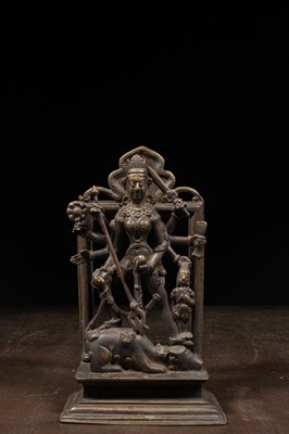 Lot 189 - DURGA SLAYING THE BUFFALO DEMON INDIA 19TH CENTURY
