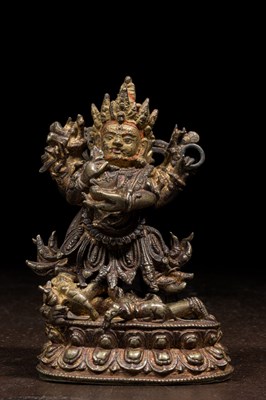 Lot 45 - STANDING BRONZE MAHAKALA TIBET 17TH - 18TH CENTURY