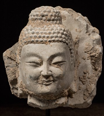Lot 2 - NORTHERN QI MARBLE HEAD 6TH CENTURY CHINA