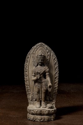 Lot 88 - STANDING STONE BODHISATTVA NEPAL 18TH CENTURY